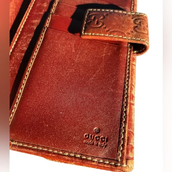 Authentic Gucci - Guccissima Maroon/Brick double snap long leather wallet - Picture 1 of 11